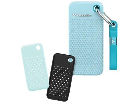 VERBATIM Pocket Festplatte, 2 TB SSD, extern, Polar Blue