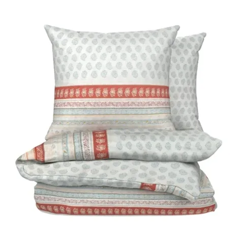 Parure de lit 260x240 cm Blanc Cassé 100% Coton Housse De Couette + 2 Taies D'oreiller 65x65 cm TEX HOME