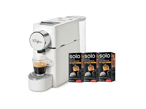 MACCHINA DA CAFFÈ A CIALDE POLTI COFFEA S18W , 1400W, 19 Bar, Compatibile Cialde E.S.E. 44 mm, Include Kit 54 Cialde, Serbatoio 0,65L, Bianca