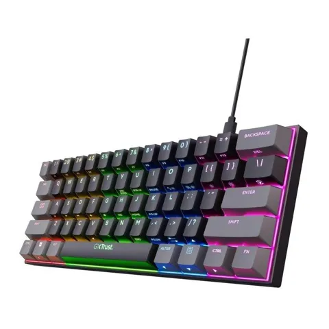 Teclado Trust GXT 867 Acira mecánico compacto 60% con retroiluminación RGB y cable extraíble