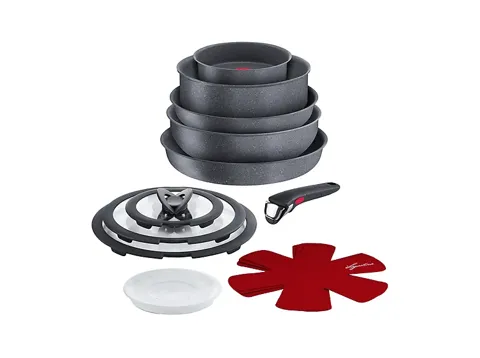 Set pentole e padelle LAGOSTINA Ingenio Mineralis, 13 pezzi, Compatibile con Induzione e Gas, Alluminio, Rivestimento Minerarils antiaderente, Grigio scuro