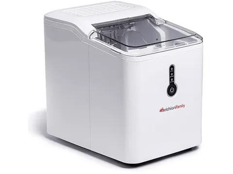 MACCHINA DEL GHIACCIO MELCHIONI FAMILY CUBIK, Potenza massima 120 W, Recipiente da 1,5 l, 1 velocità, Coperchio trasparente, BIANCO