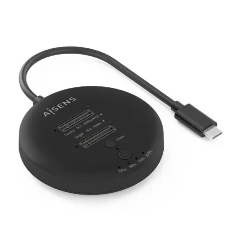 Dock M.2 NVMe doble bahía USB 3.2 Gen2x2 de 20Gbps, clonación sin PC, ABS, Negro