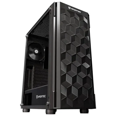 Nfortec Azir Torre ATX Frontal 3D Mallado 4 Ventiladores Cristal Templado Negra
