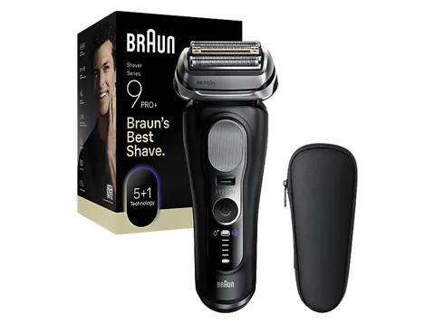 Afeitadora - Braun Afeitadora eléctrica Series 9 PRO+ 9600s, Pro SensoAdapt, 60 minutos autonomía, Afeitado en seco y en mojado, Negro