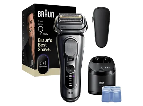 Afeitadora - Braun Afeitadora eléctrica Series 9 PRO+ 9667CC, Pro SensoAdapt, Centro de limpieza SmartCare, 60 min autonomía, Plata
