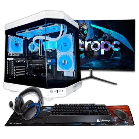 PC fisso Nitropc Pack Boost AMD Ryzen 7 7800X3D 32GB 2TB M.2 RX 9070 XT Windows 11 Bianco 27"