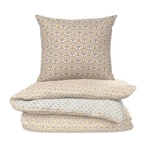 Parure de lit 260x240 cm Ecru Anastasia 100% Coton Housse de Couette + 2 Taies d'Oreiller 65x65 cm TEX HOME