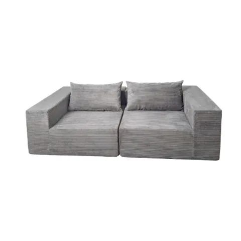 Canapé Droit Compressé Modulable Gris 2 places